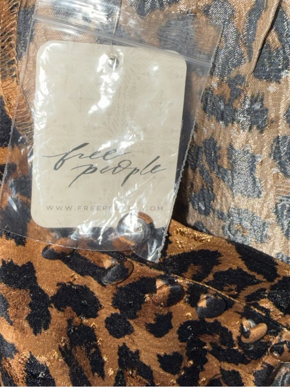 NWT Free People Leopard Print Slip Midi Dress - Brown & Black - Picture 7 of 11